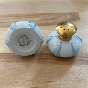 Irice Hand-Painted Porcelain Salt & Pepper Shakers in White and Gold
